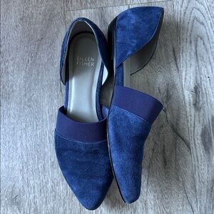 Eileen Fisher Navy Suede Slip-On Shoes